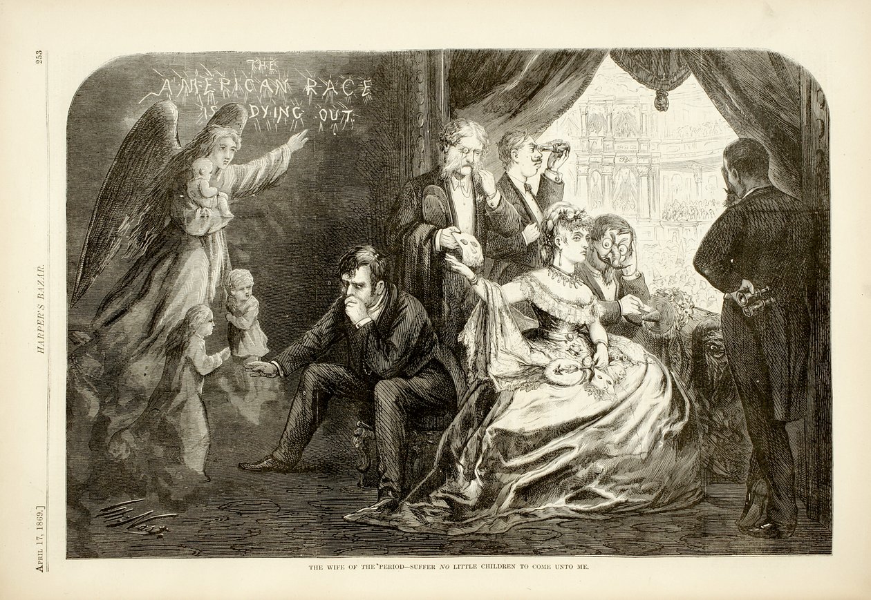 这个时期的妻子 -  1869年没有小孩子来到我身边（木版画） 作者 托马斯·纳斯特