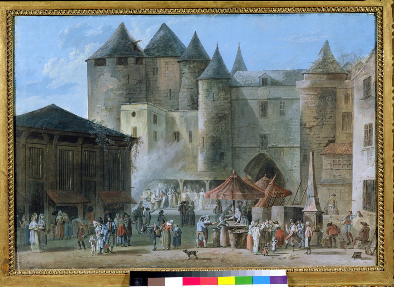 1802年之前，位于Grand Chatelet前面的Place de l&39;Apport-Paris（wc und gouache on paper） 作者 托马斯·诺德（Thomas Naudet）