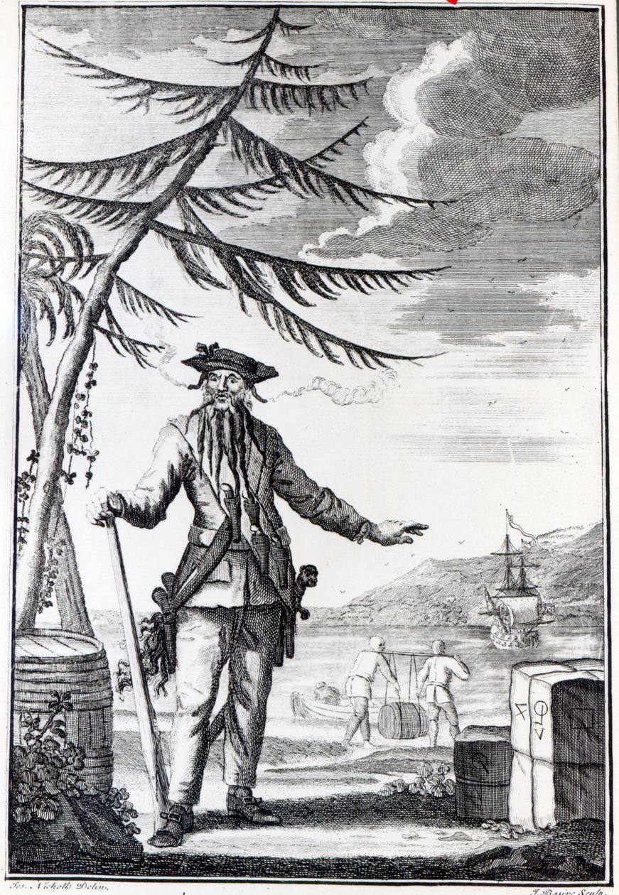 Teach船长，通常称为Blackbeard，c.1734 作者 托马斯·尼科尔斯