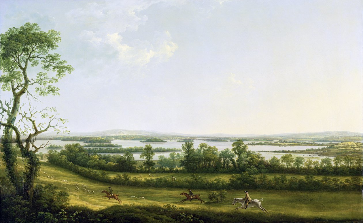 来自Knock Ninney的厄恩湖，与远程的Bellisle，爱尔兰弗马纳郡，1771年 作者 托马斯·罗伯茨