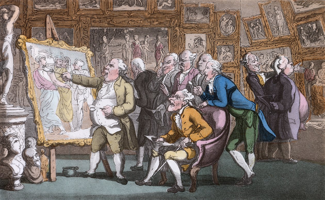 一位鉴赏家，来自&39;Wakefield的牧师&39;的插图，由Oliver Goldsmith，酒吧。阿克曼，1817年（手工彩色） 作者 托马斯·罗兰森