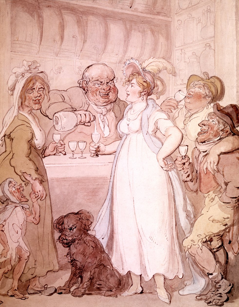 杜松子酒店，c.1808-09（水彩画） 作者 托马斯·罗兰森