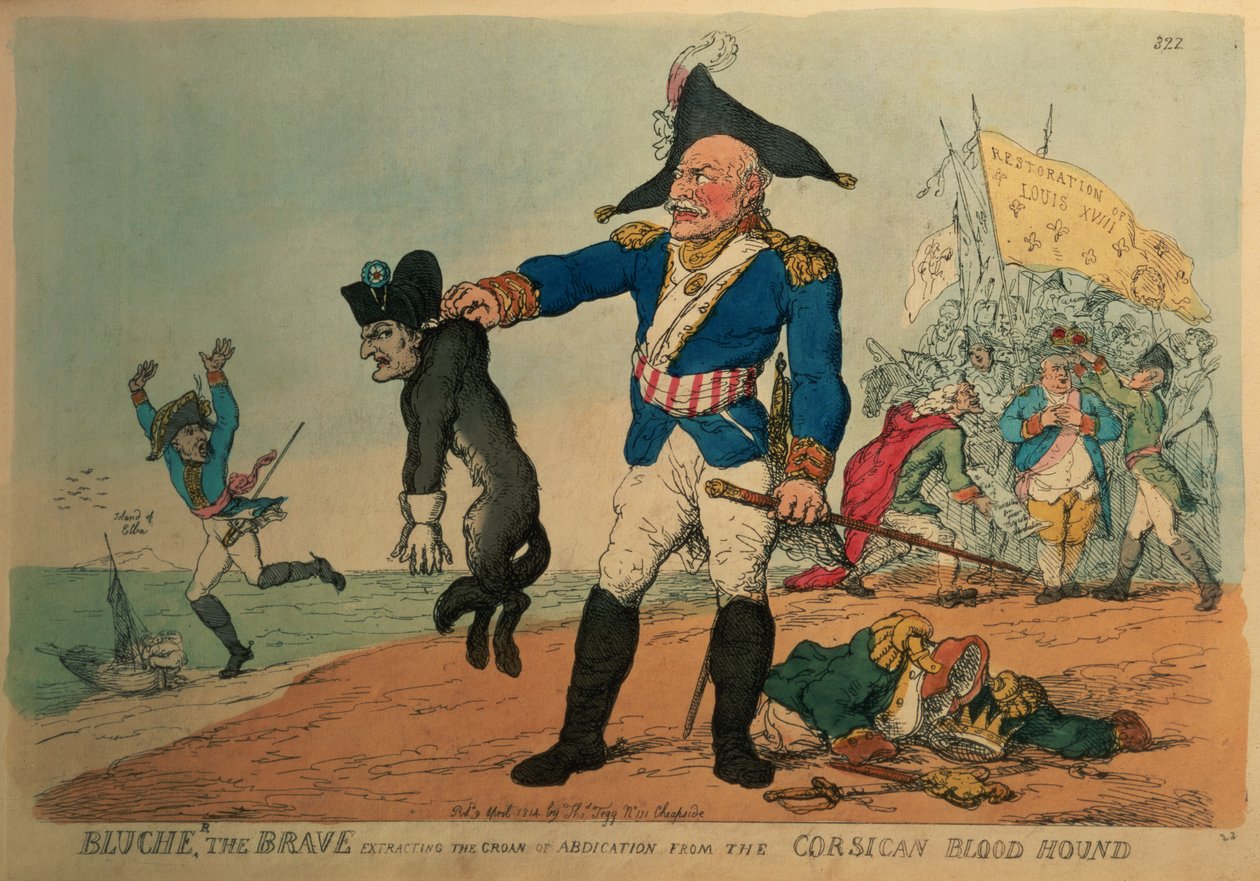 Blucher the Brave（1742-1819）：从拿破仑的Corsican Bloodhound中提取退位呻吟， 作者 托马斯·罗兰森