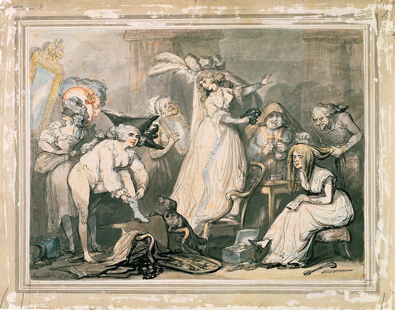 为化妆舞会着装，1790年（笔和纸上的铅笔） 作者 托马斯·罗兰森