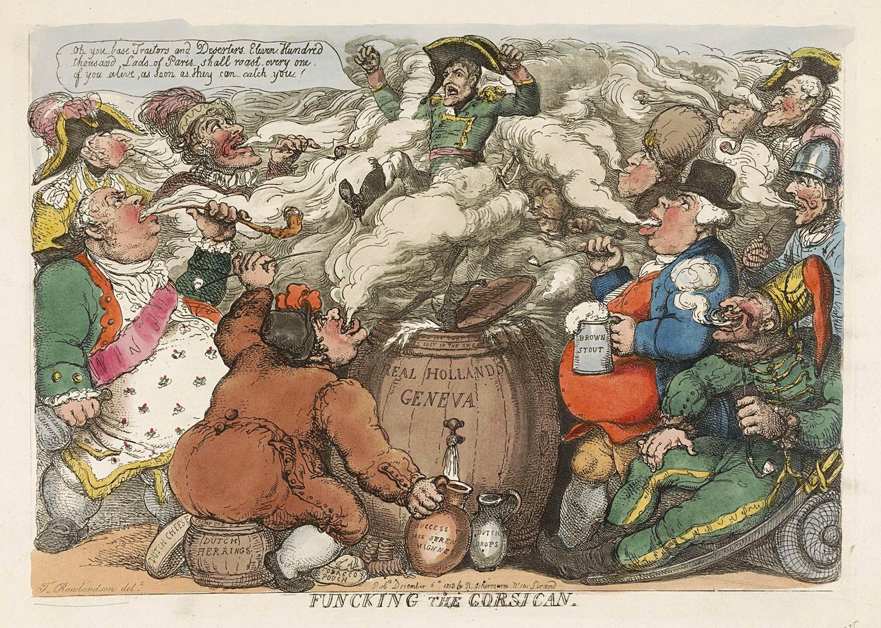 Funcking the Corsican，pub。 1813年（手工彩色雕刻） 作者 托马斯·罗兰森