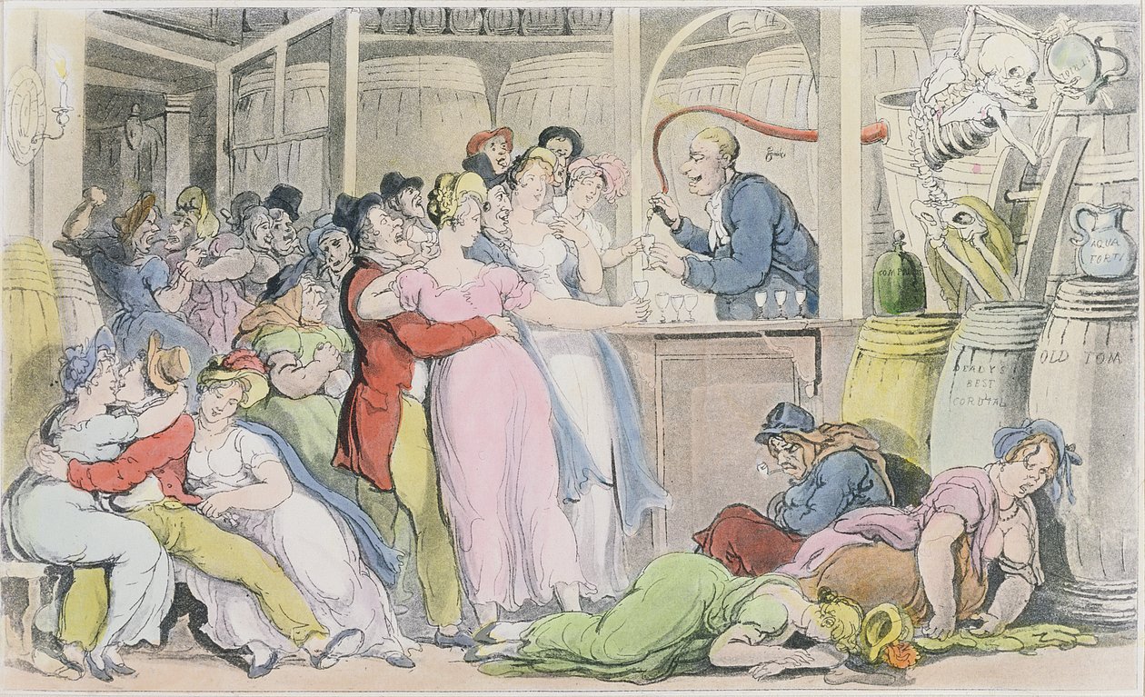 1815年威廉·库姆的“英国死亡之舞”中的插图（aquatint） 作者 托马斯·罗兰森