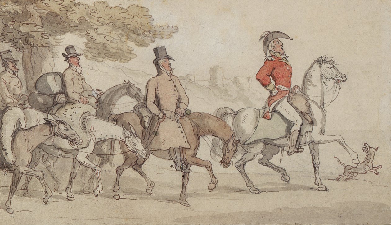 Johnny Newcome军事历险记的插图：那天晚上约翰·米特福德（John Mitford，1782-1831）用他的圣塔伦（Santarem）套房（纸笔和墨水在纸上） 作者 托马斯·罗兰森