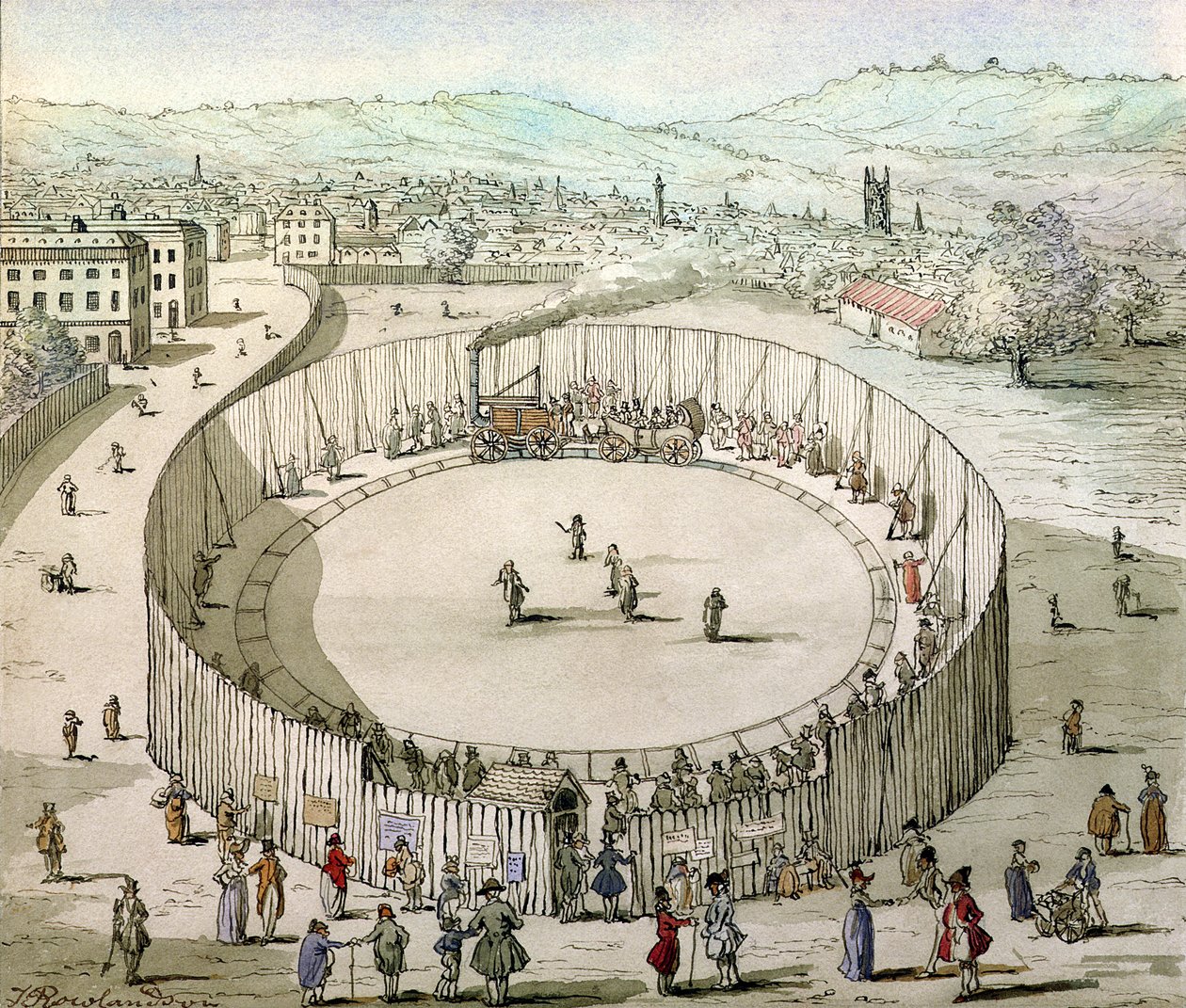 1809年，理查德特雷维斯克斯铁路，尤斯顿广场（wc在纸上） 作者 托马斯·罗兰森