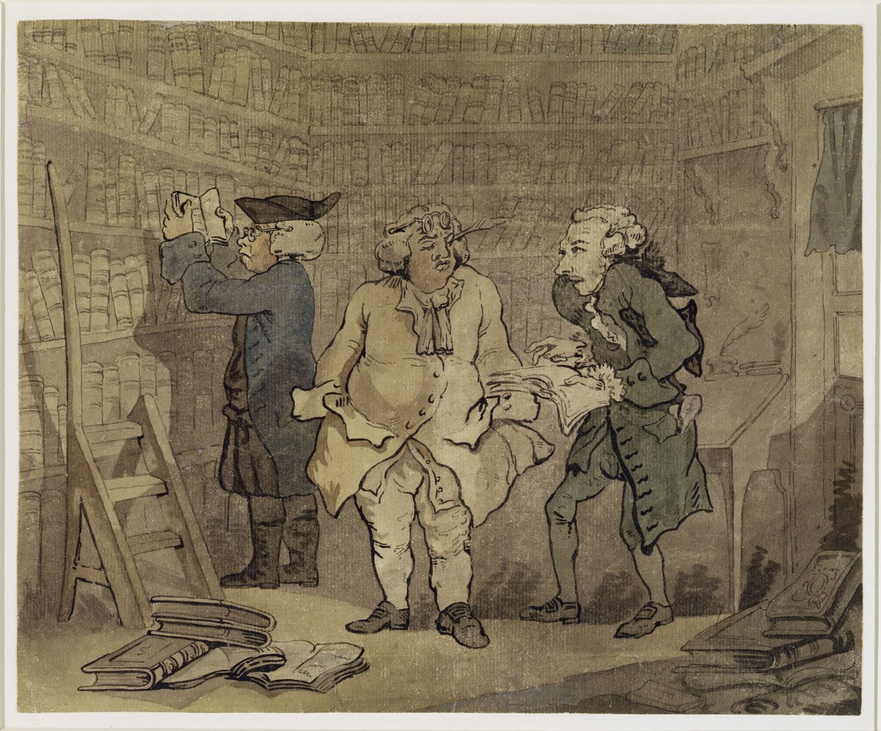 作者和他的出版社，1784年（灰色洗涤和wc铅笔在纸上） 作者 托马斯·罗兰森