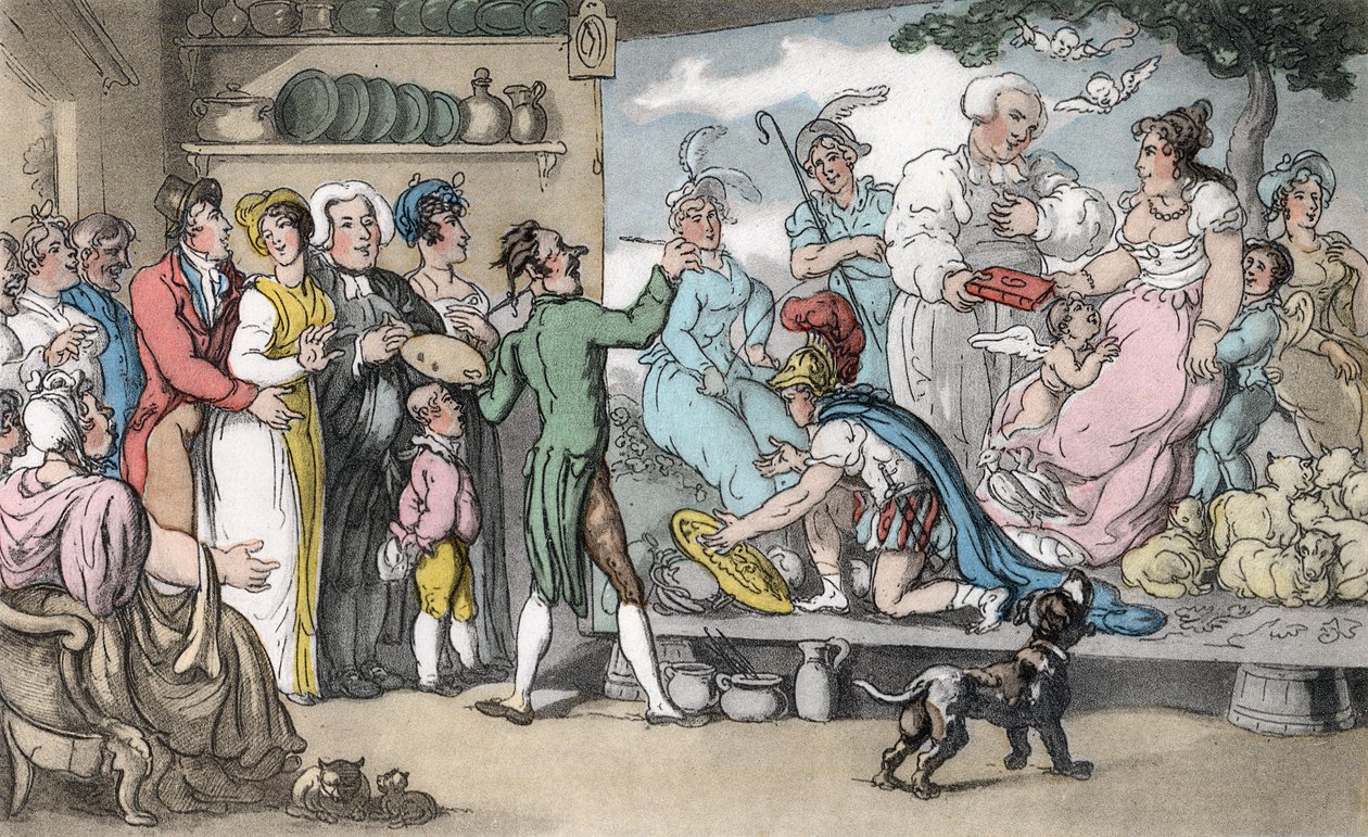 家庭照片，来自&39;Wakefield的牧师&39;的插图，由Oliver Goldsmith，酒吧。阿克曼，1817年（手工彩色） 作者 托马斯·罗兰森
