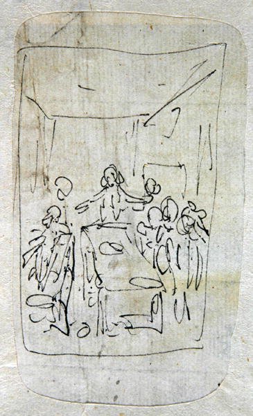 最后的晚餐，1760-90（笔和墨水在纸上用石墨洗） 作者 托马斯·罗兰森