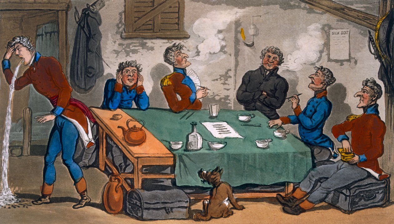 约翰尼·纽科姆的军事冒险，记录了他在半岛的运动以及1816年的颇尔购物中心（手工彩色蚀刻和aquatint） 作者 托马斯·罗兰森
