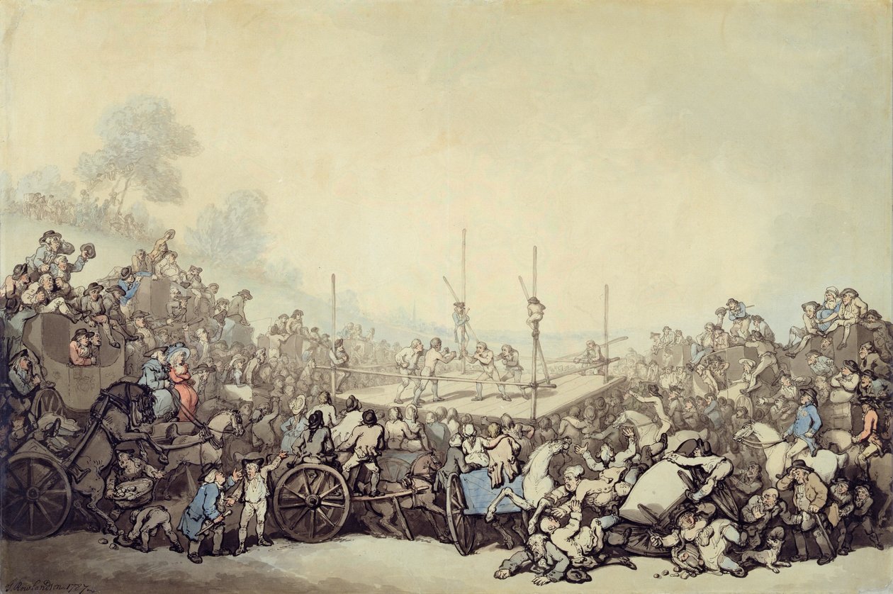 1787年的奖项战斗（笔，墨水和纸张上的石墨） 作者 托马斯·罗兰森