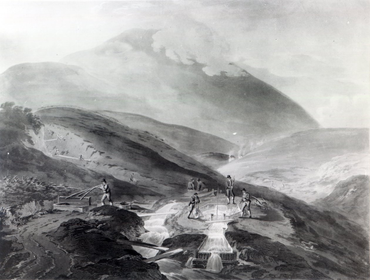 威克洛郡的金矿，由John Bluck雕刻，1804年（aquatint） 作者 托马斯·索特尔·罗伯茨
