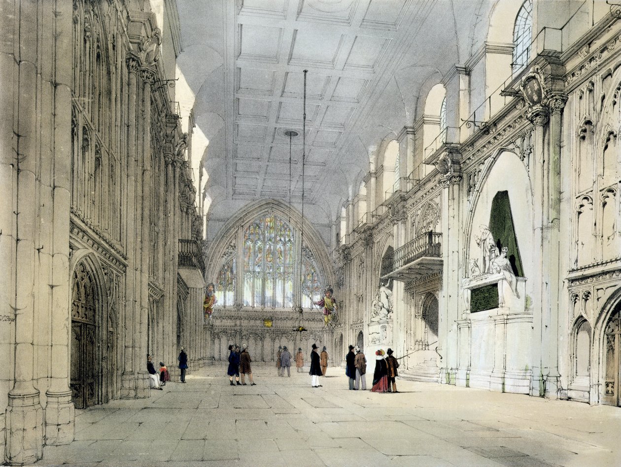 内部的Guildhall，来自&39;伦敦原样&39;，由艺术家雕刻并出版，1842年 作者 托马斯·肖特男孩