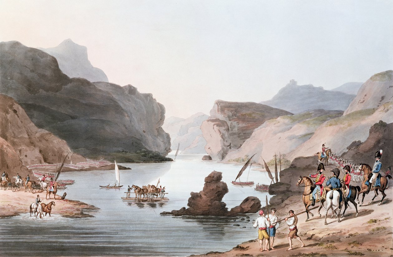 1811年5月20日，在Villa Velha通过Tagus进入Alemtejo，由C. Turner雕刻 作者 托马斯·斯汤顿·圣克莱尔