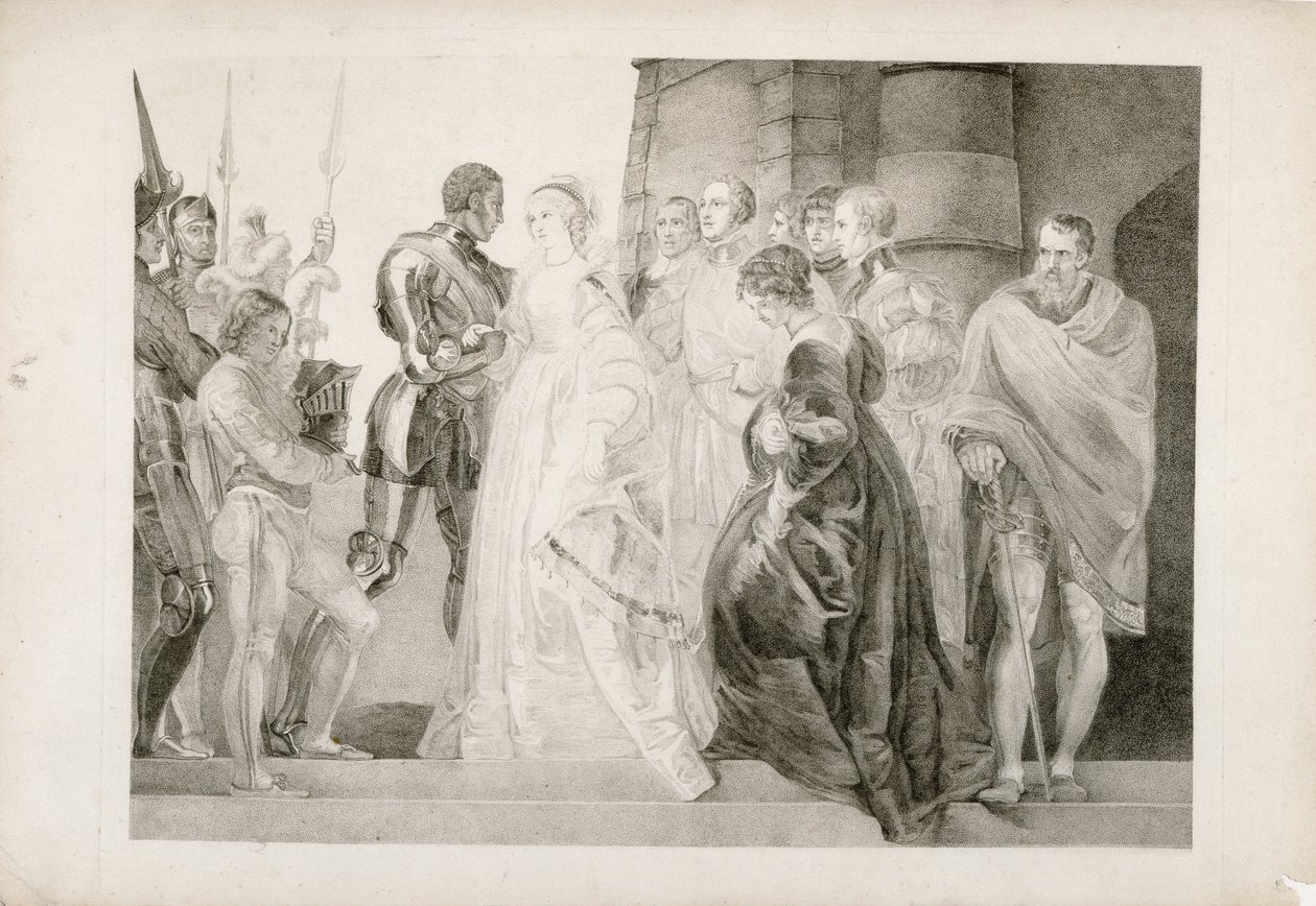 奥赛罗，第二幕，场景一，由托马斯莱德（1746-1810）1803年刻 作者 托马斯·斯托达德