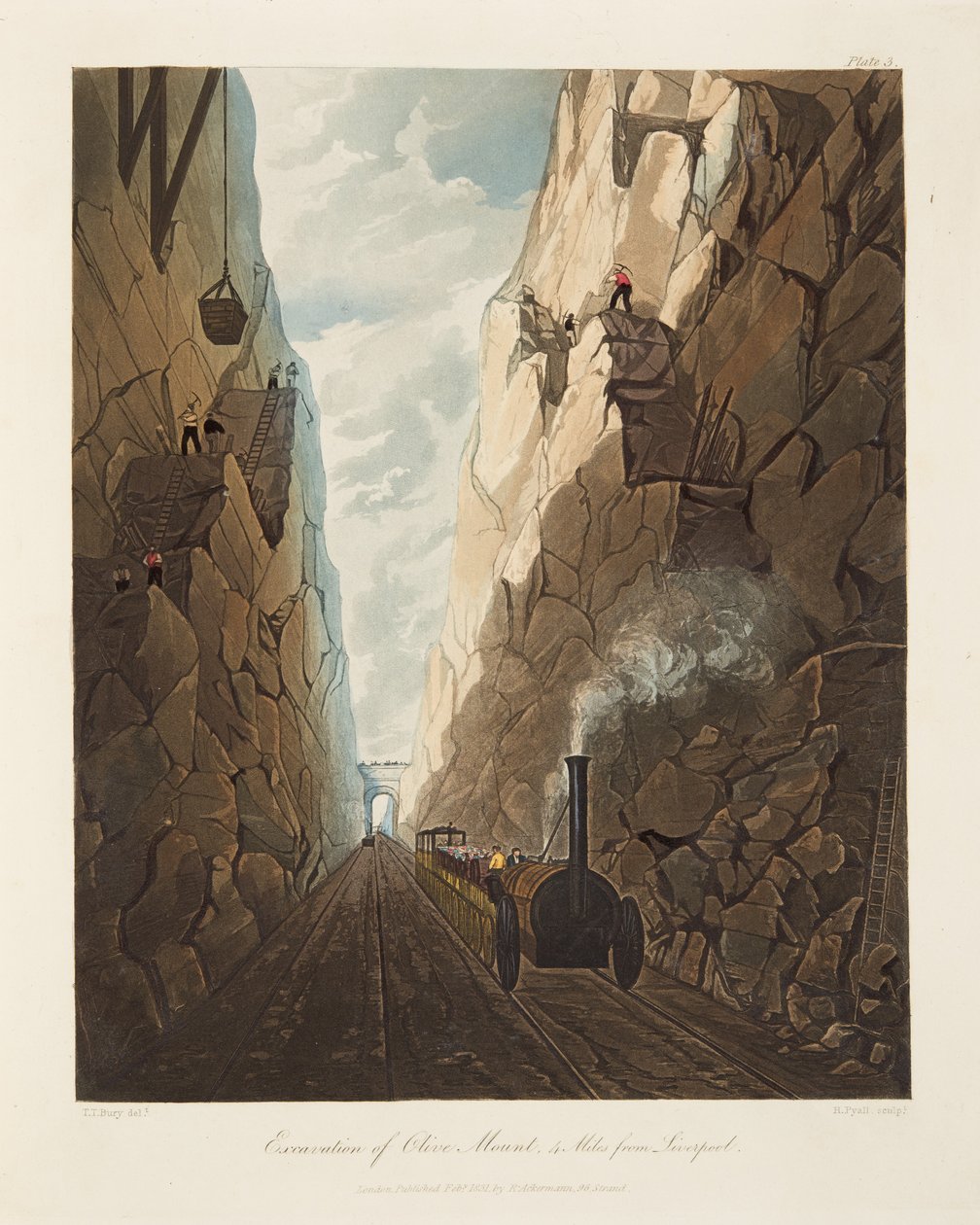 橄榄山的挖掘，距离利物浦4英里，1831年（手工彩色雕刻） 作者 托马斯·塔尔伯特·伯里