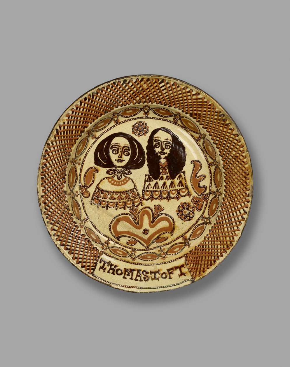 Toft Dish，Staffordshire slipware，c.1670（彩陶） 作者 托马斯·托夫特