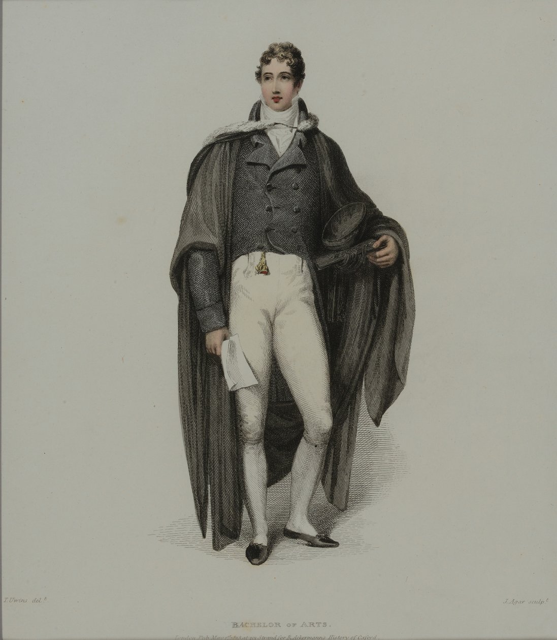 J. Agar镌刻的文学学士，于1813年出版于R.Ackermann的“牛津历史”（手工彩色雕刻） 作者 托马斯·尤文斯
