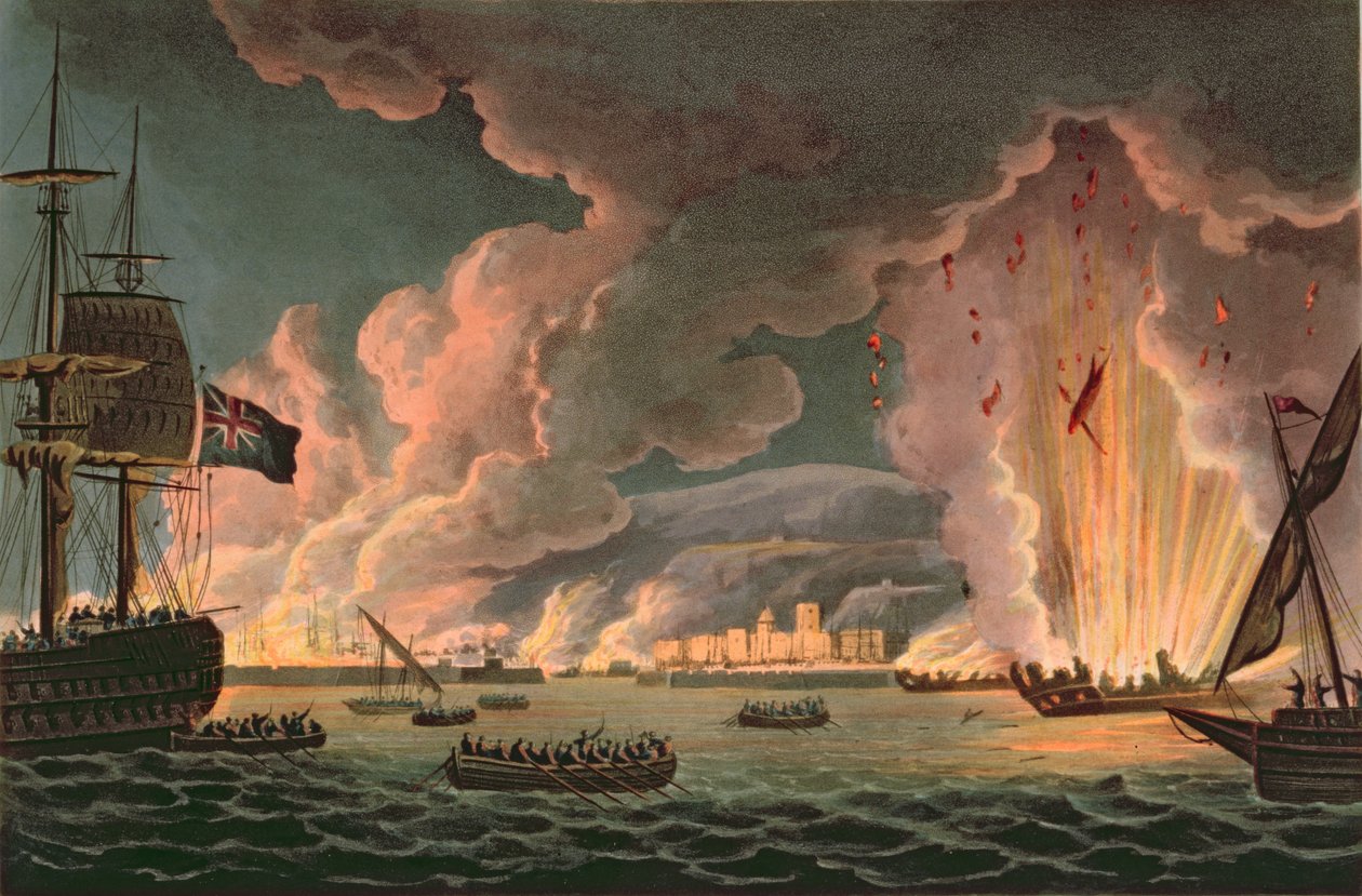 1793年12月18日法属舰队在土伦的毁灭，由托马斯·萨瑟兰（1887年出版）于1816年出版（另见97232） 作者 托马斯·惠特科姆