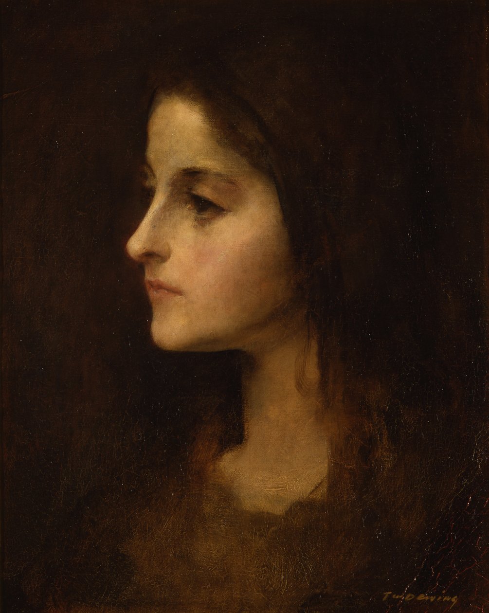 一个年轻女孩的肖像，c.1890 作者 托马斯·威尔默·杜温