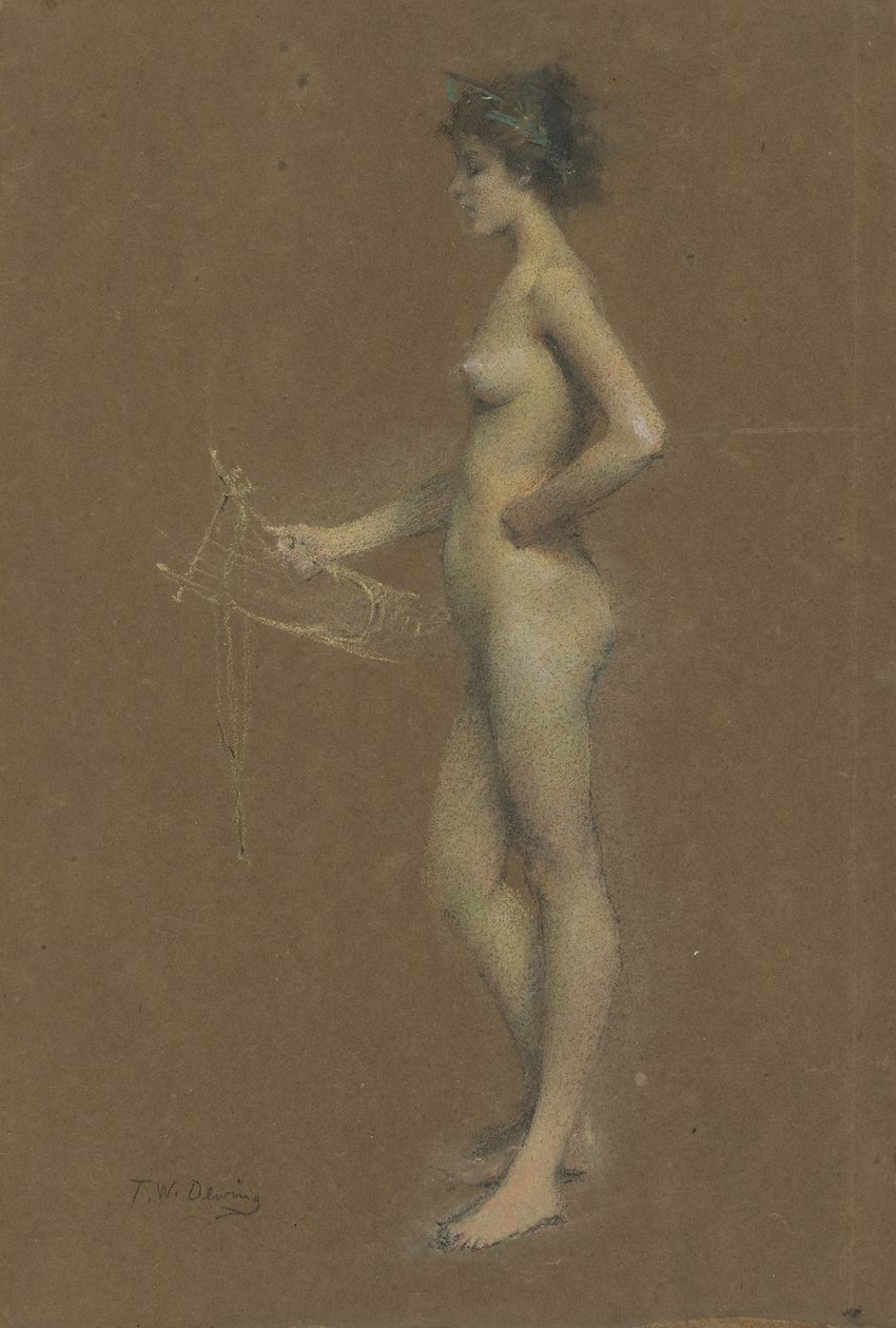 萨福，1893-94（棕色纸上的粉彩） 作者 托马斯·威尔默·杜温