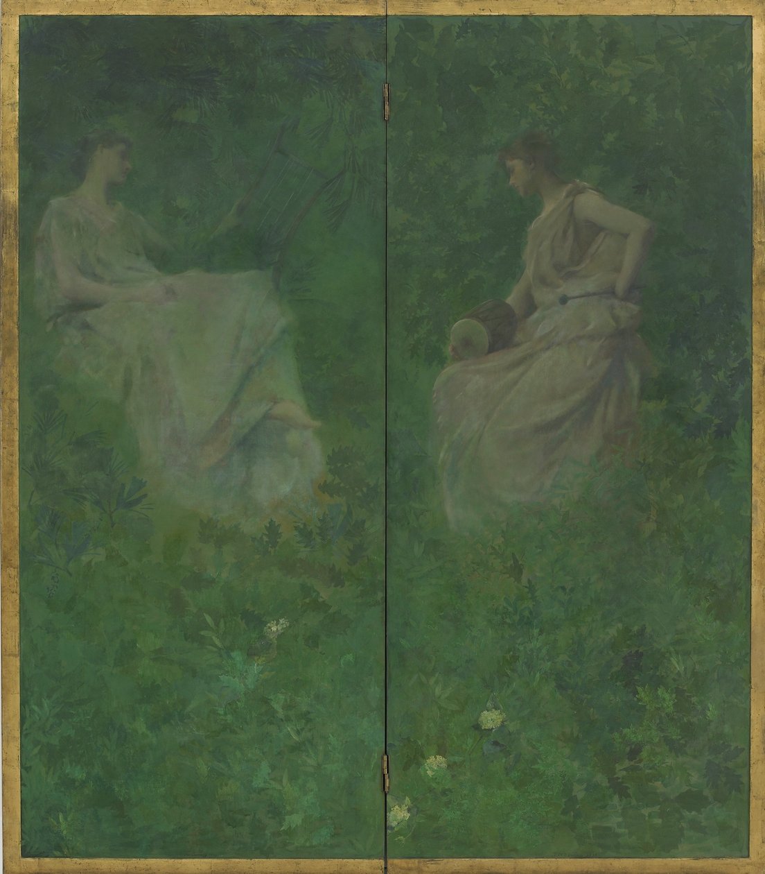 The Four Sylvan Sounds，1896-97（木板上的油） 作者 托马斯·威尔默·杜温