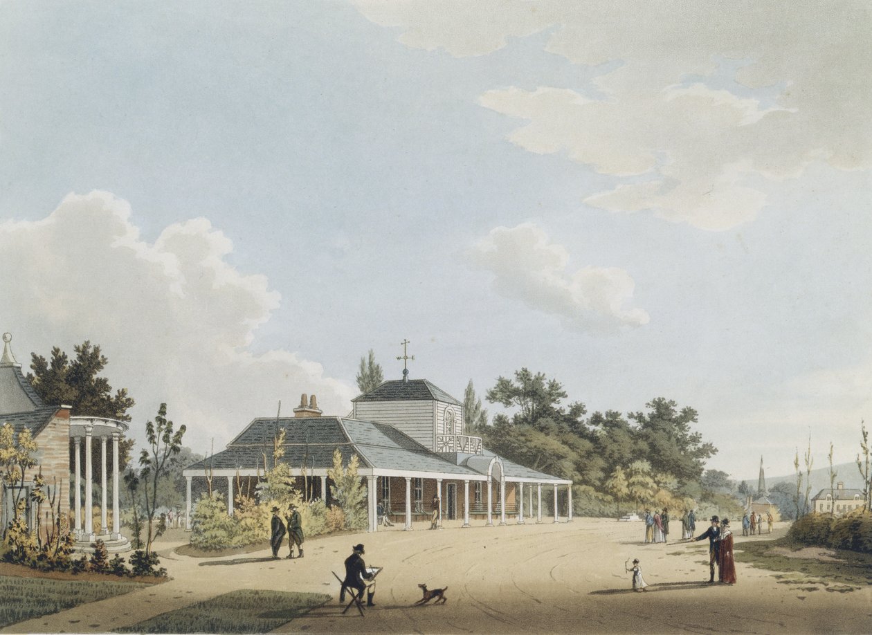 切尔滕纳姆的蒙彼利埃泵房，由John Bluck雕刻，1813年（aquatint） 作者 托马斯·赫利之后