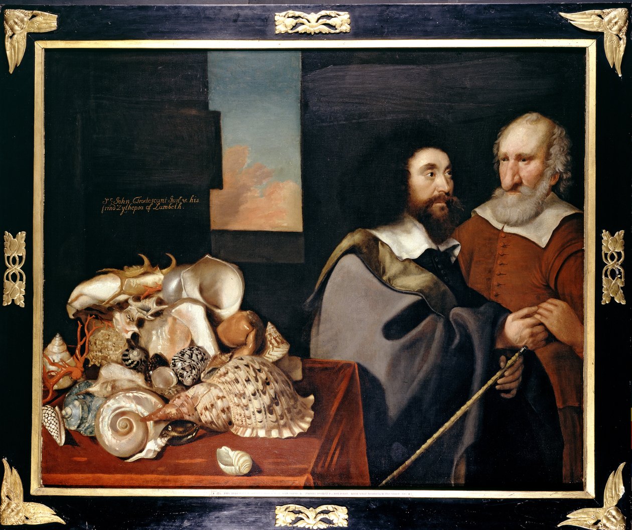 约翰Tradescant the Younger与Roger Friend和一系列异国情调的贝壳，1645年 作者 托马斯·德·克里茨