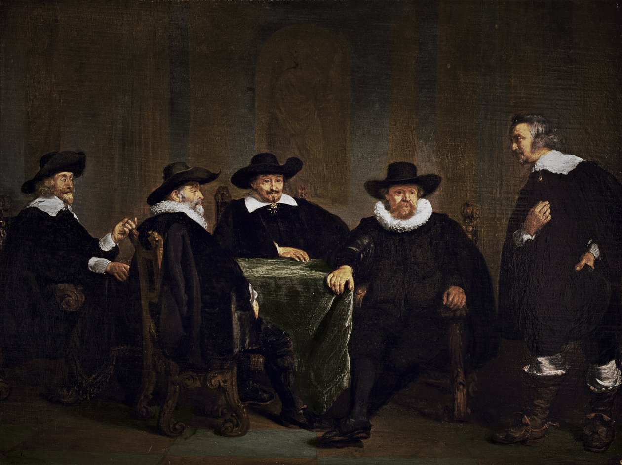 1638年9月1日阿姆斯特丹的四个Burgomasters学习玛丽亚德美第奇的到来，1638年 作者 托马斯德凯瑟