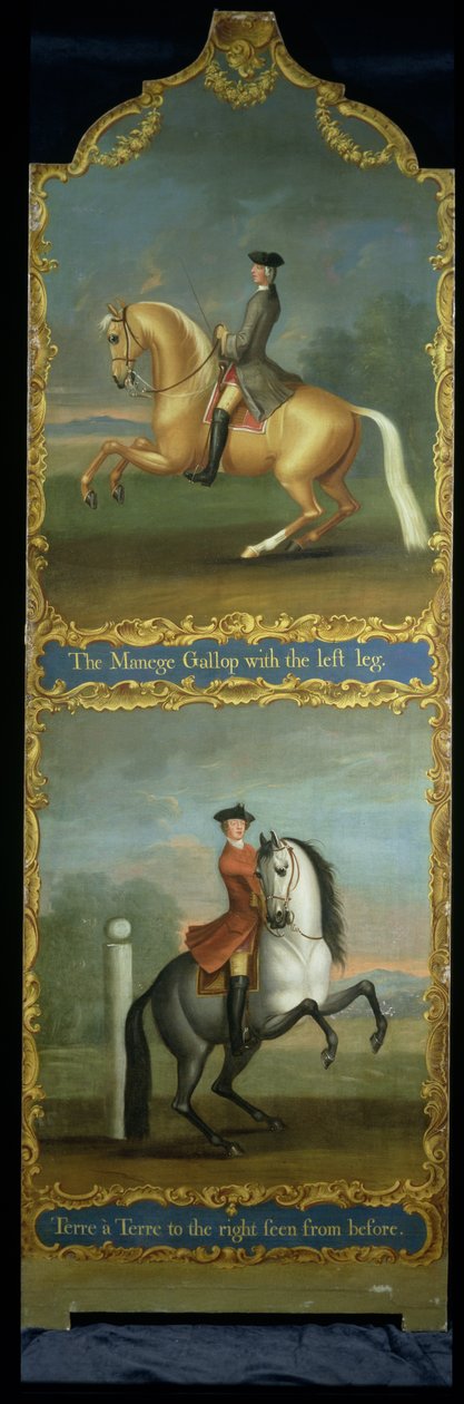 &39;Manege Gallop或Carriere&39;（上）和&39;Terre a Terre to the Right from Before&39;（底部），c.1750 作者 颇尔购物中心男管家的托马斯