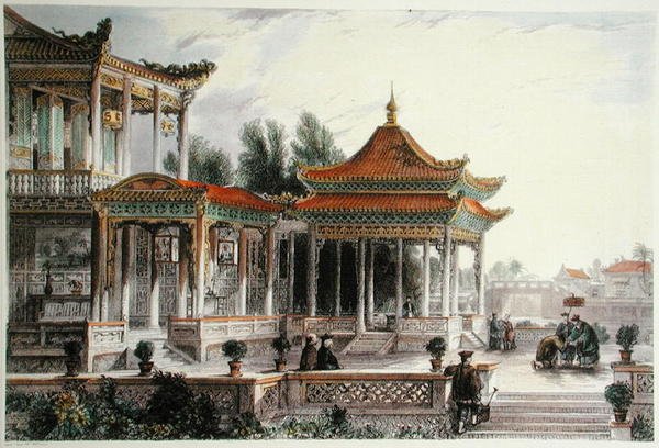 希望之星亭，通州，约1850年（彩色平版印刷）。 作者 托马斯（后）Allom