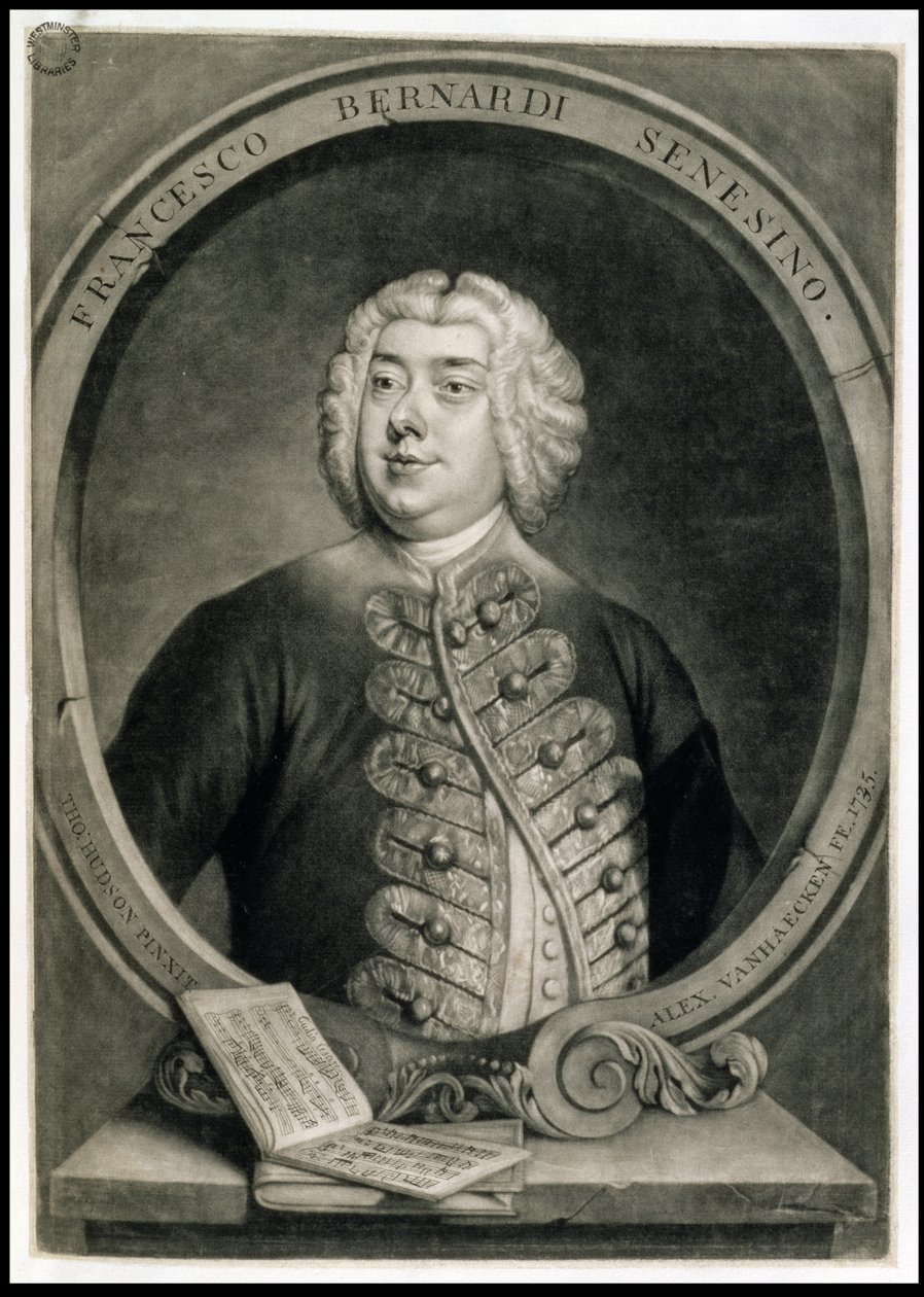 Francesco Bernardi Senesino，由 Alexander van Haecken (1701-58) 雕刻 作者 托马斯（后）哈德森