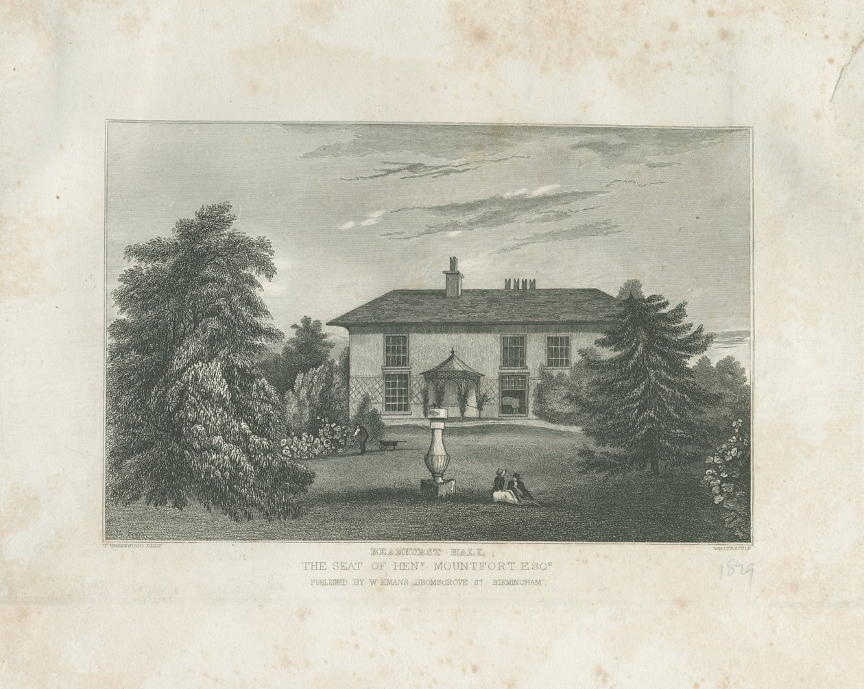 Checkley-Beauhurst Hall：雕刻，nd [c 1820-1830]（印刷） 作者 托马斯（后）安德伍德（Underwood）