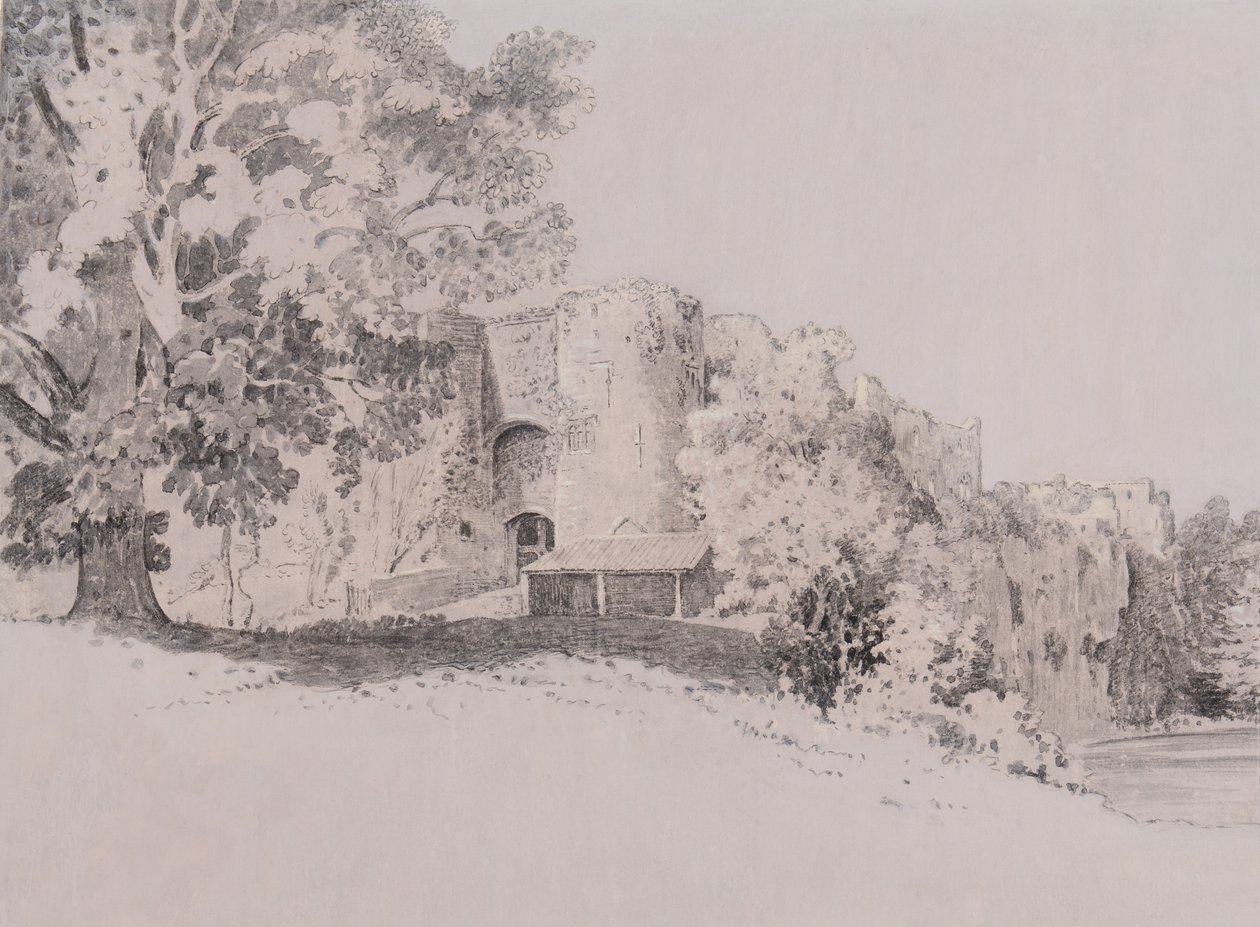 切普斯托城堡（水粉地面上的钢笔，画笔和墨水） 作者 托马斯（追逐）都铎