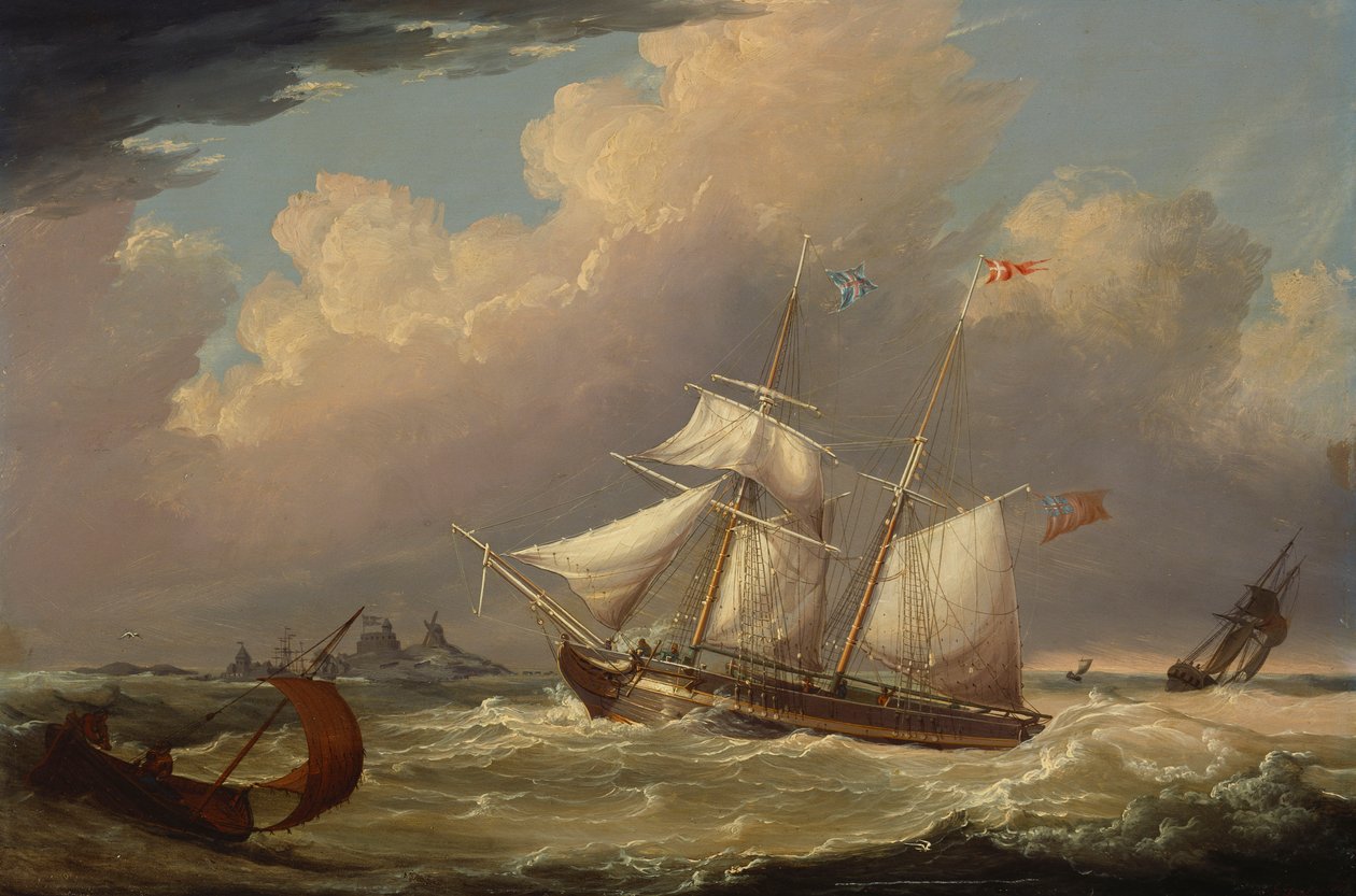 1828年，英国双桅船“指南”驶入德国的易北河 作者 托马斯·A·宾克斯