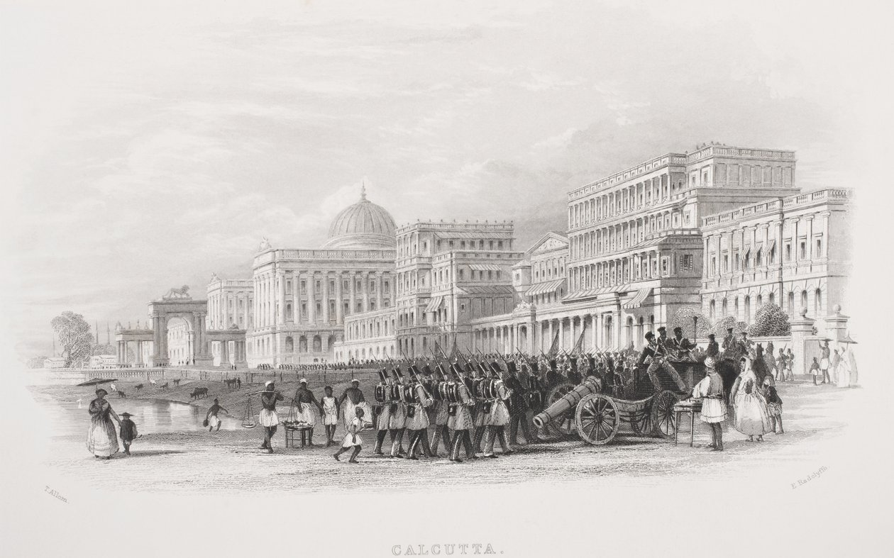 加尔各答，滨海艺术中心，由E. Radclyffe雕刻而成，来自“历史肖像画廊”，出版于1880年 作者 托马斯·阿隆