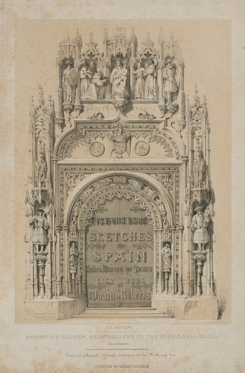 西班牙风景如画的素描：标题页，1837年。 作者 托马斯·阿隆