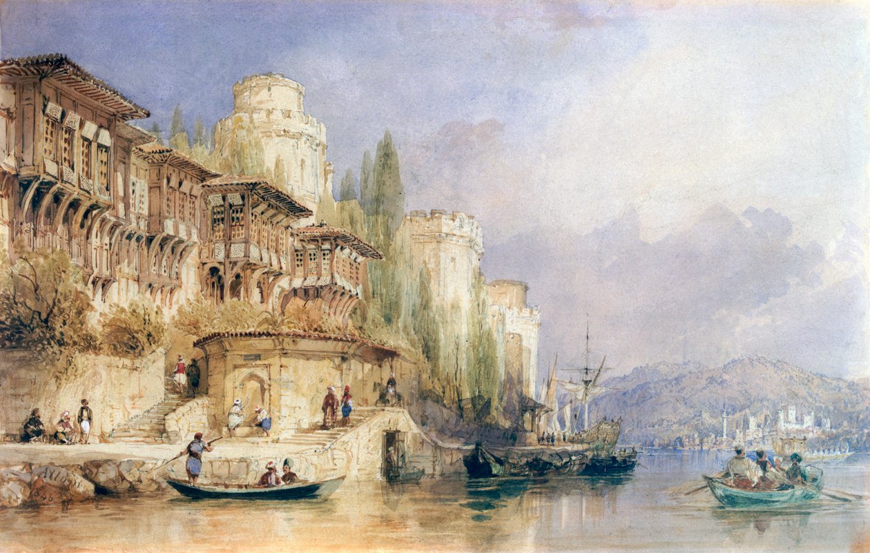 博斯普鲁斯海峡，以及欧洲和亚洲的城堡，1846年。 作者 托马斯·阿隆