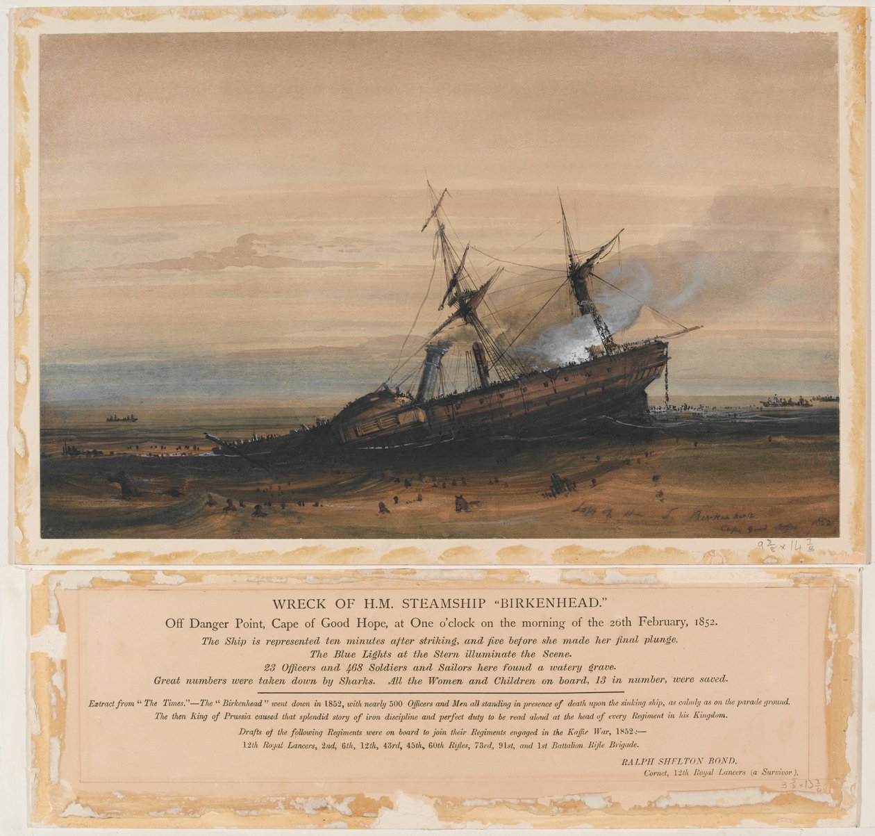 Wreck of HM Steamship Birkenhead (watercolor) 作者 托马斯贝恩斯
