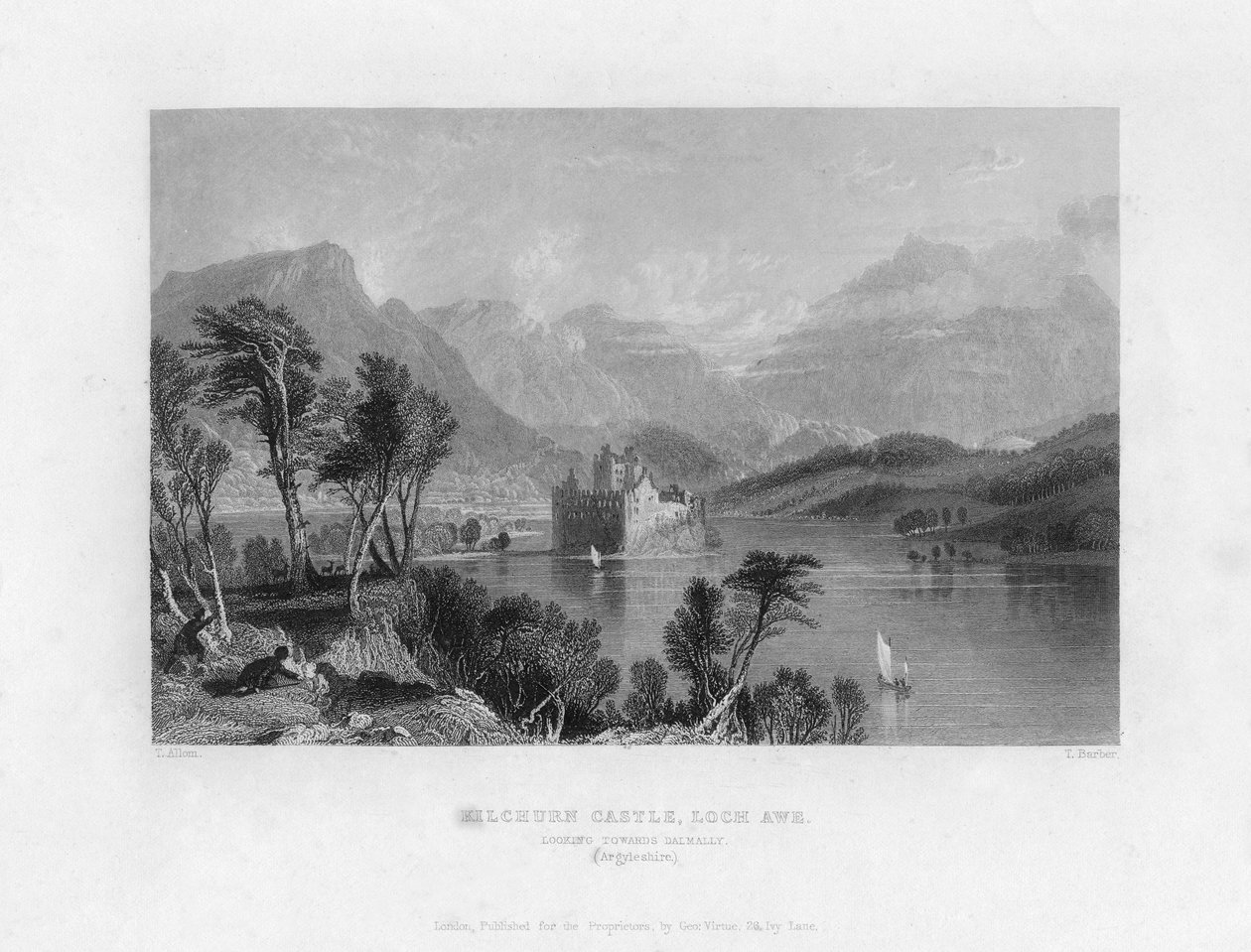Kilchurn城堡，敬畏湖，望向达尔马里，阿盖尔郡，十九世纪。 作者 托马斯·巴伯