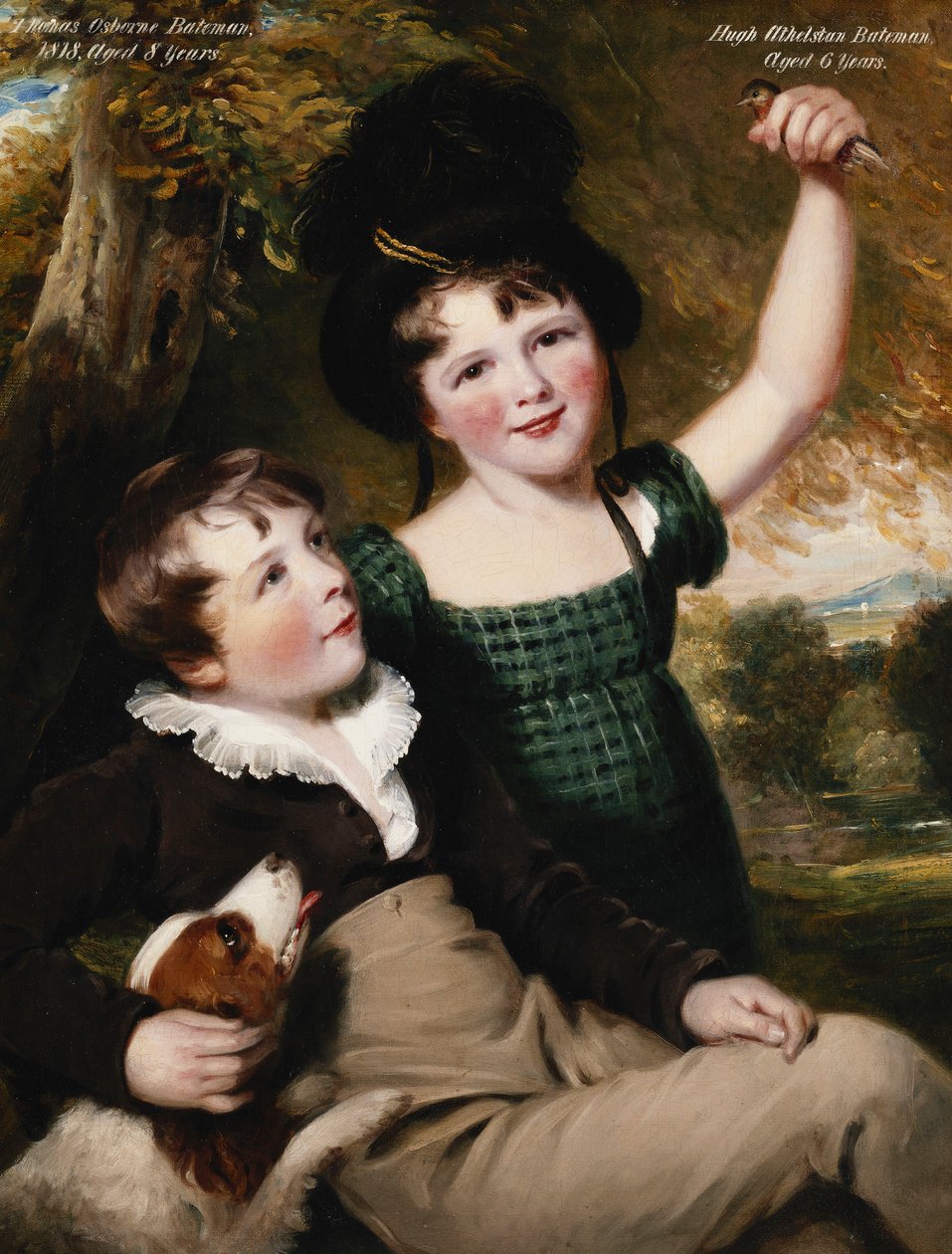 托马斯·奥斯本·贝特曼（Thomas Osborne Bateman）8岁的肖像和他的兄弟休·阿瑟斯坦（Hugh Athelstan）1818年6岁 作者 托马斯·巴伯