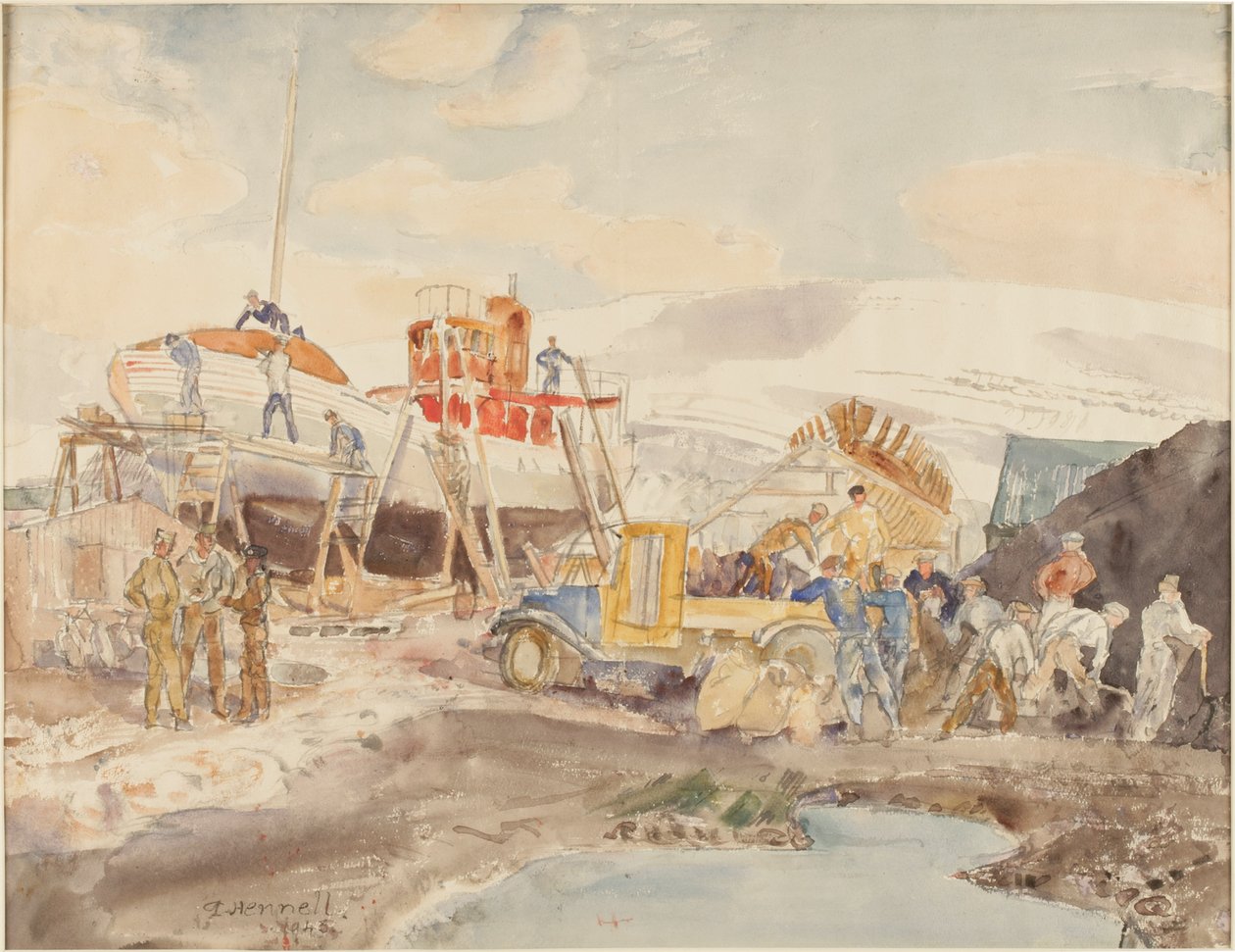 Coaling，North Quay，Akureyri，Iceland（纸上水彩） 作者 托马斯·巴克莱·亨内尔