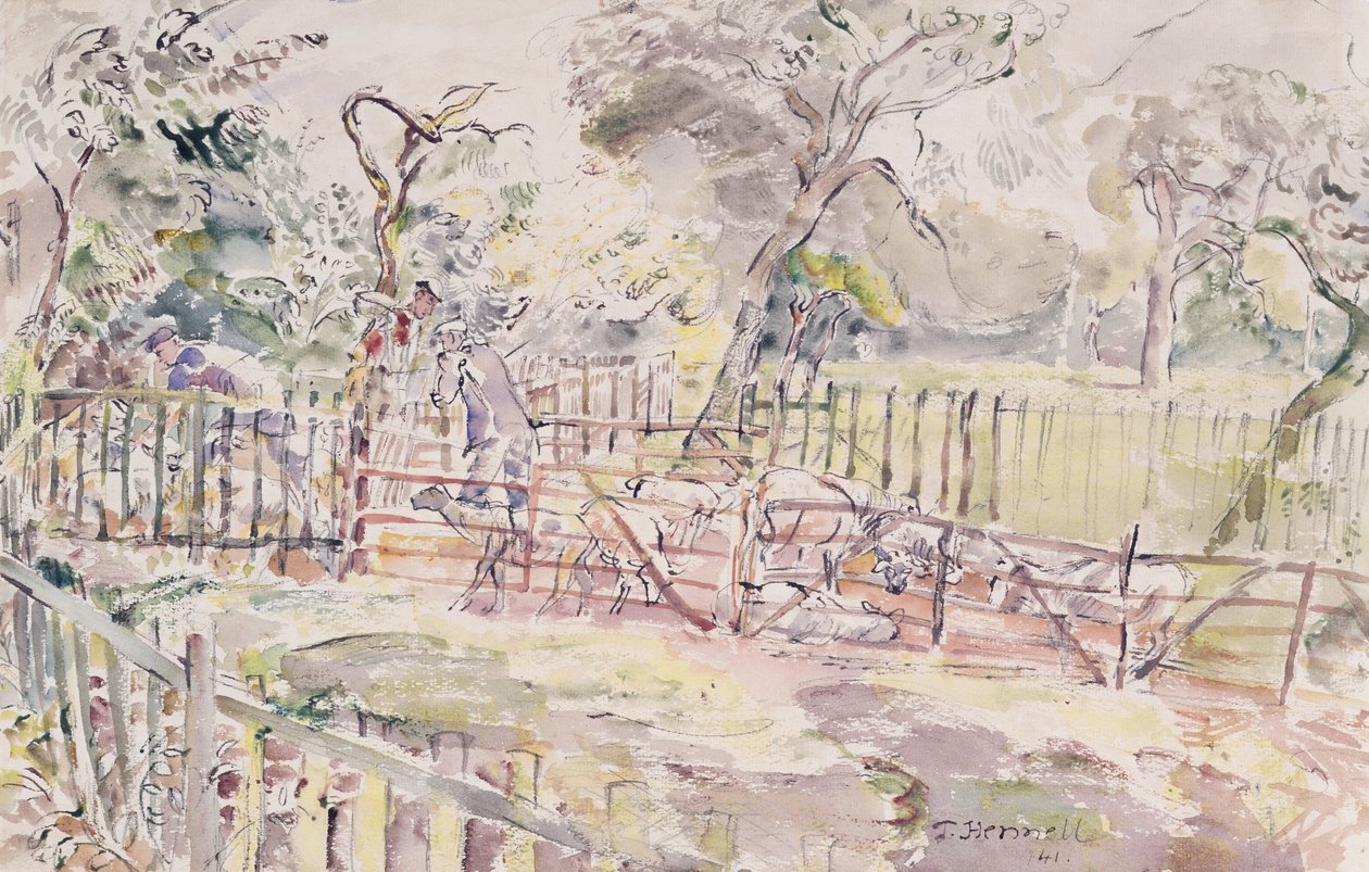 绵羊蘸，新街，雷德利，1941年 作者 托马斯·巴克莱·亨内尔