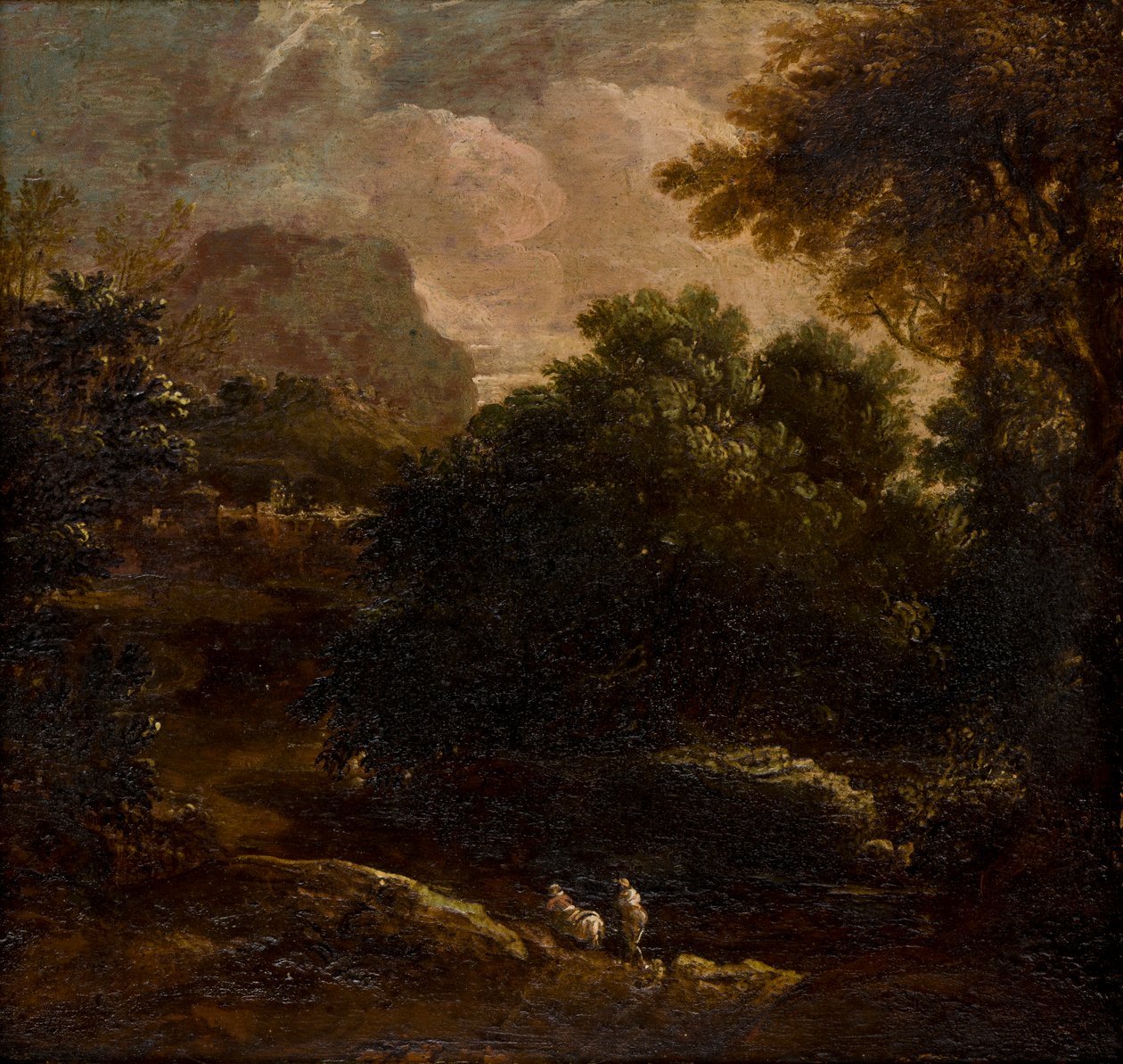 有人物的林间风景，约 1789 年-1847 年（木板油画） 作者 托马斯·巴克