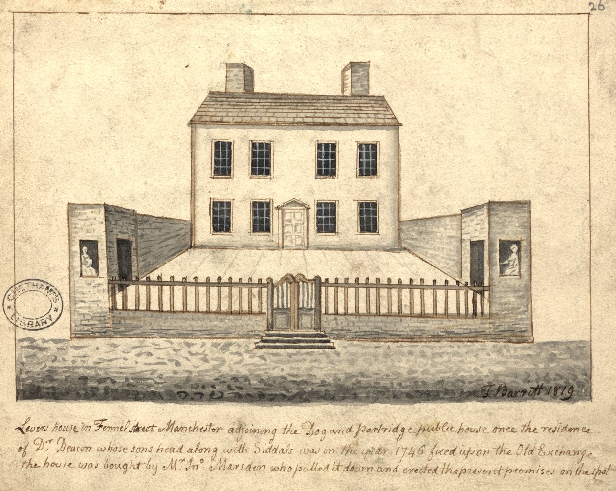 Levers House，曼彻斯特，1819年（笔和墨水在纸上洗） 作者 托马斯·巴里特