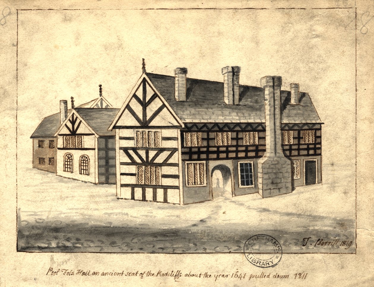 1819年，曼彻斯特的游泳池折叠大厅（笔和墨水在纸上洗） 作者 托马斯·巴里特