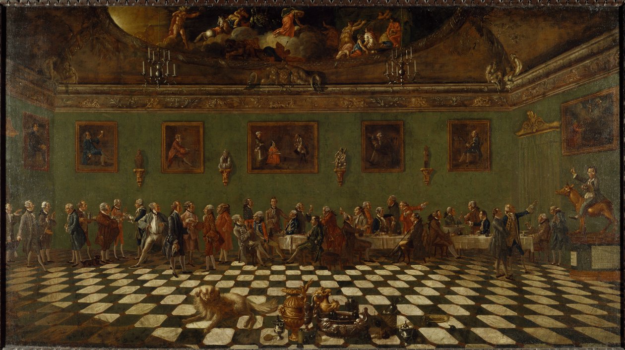 佛罗伦萨的英国俱乐部会所（布面油画） 作者 Thomas & Batoni Pompeo Girolamo 补丁