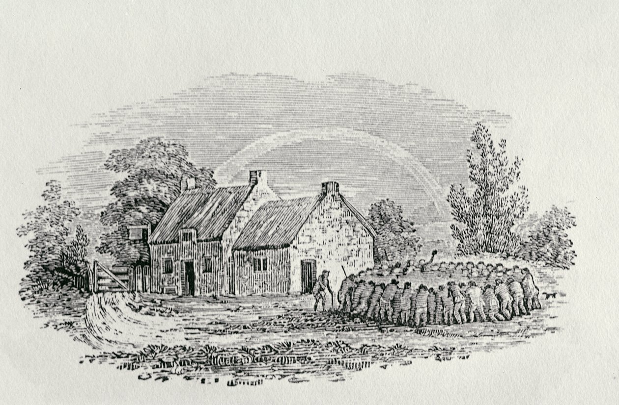 客栈外的斗鸡，约1801年，出自《土地鸟》，1805年出版（雕刻）。 作者 托马斯·贝威克